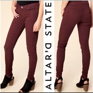 Altar’d State Burgundy Skinny Jeans.  Size 26/3